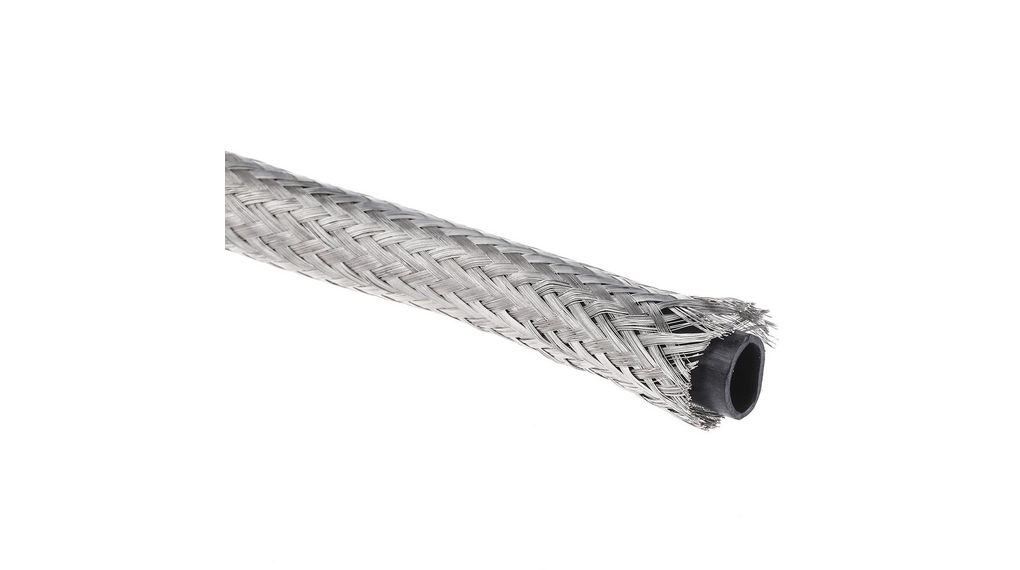 Braided Cable Sleeving 8 ... 22mm Tinned Copper 10m Silver, Reel of 10 meter